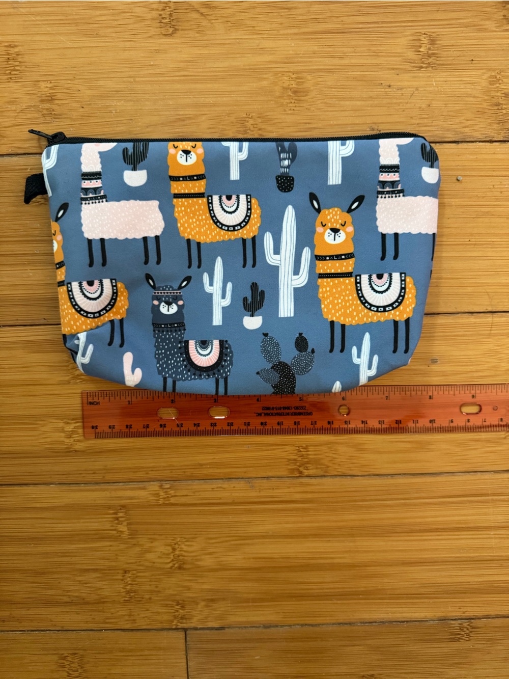 Kids Llama Print Zip Pouch - Blue